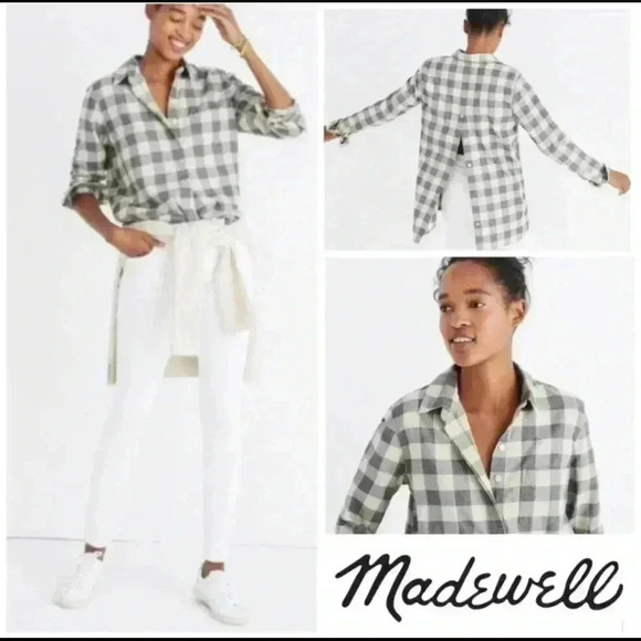 MADEWELL Buffalo Plaid Checker Button Back Popover - Picture 1 of 5